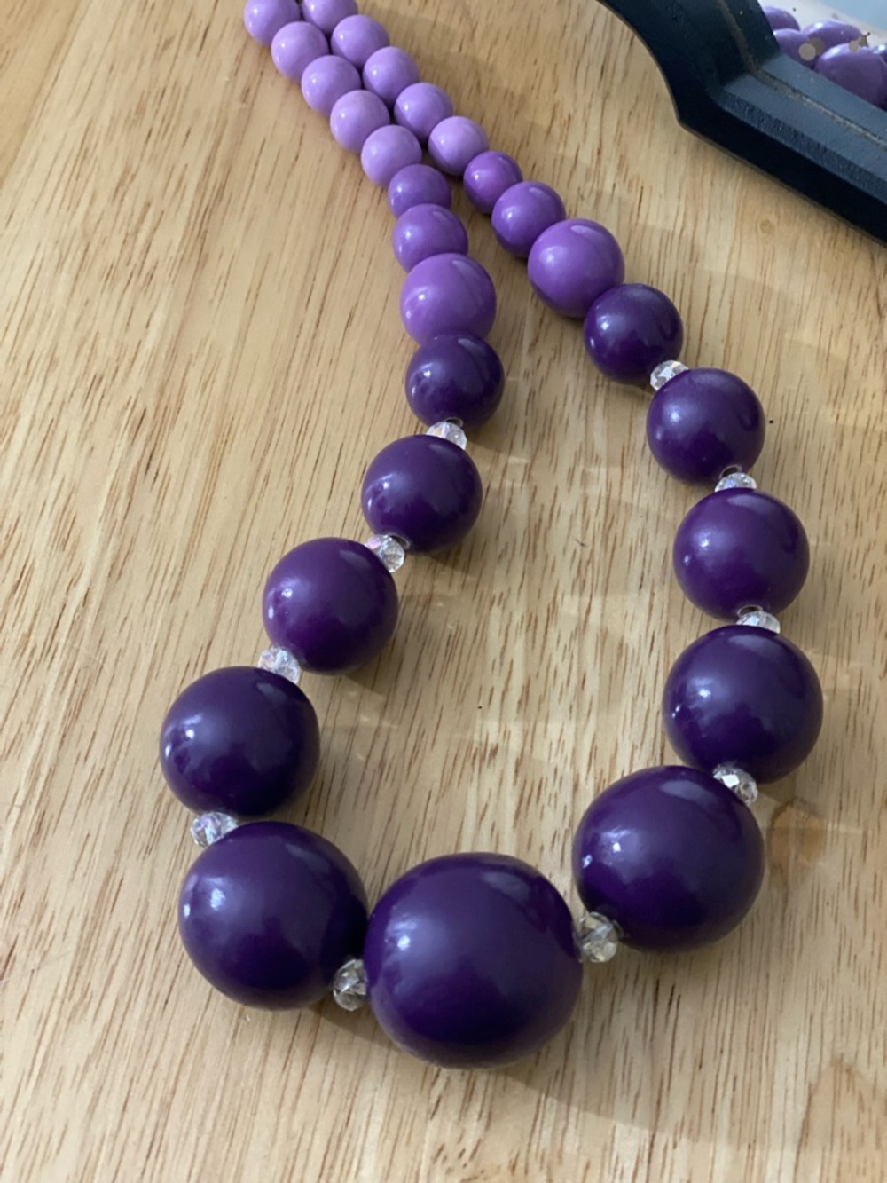 Chunky Beaded Necklace set in Purple and Blue - Picture 8 of 8
